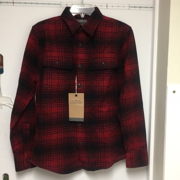 New with tags L.L.Bean Signature Mountain Red; plaid flannel. Slim fit size SR - Picture 1 of 11